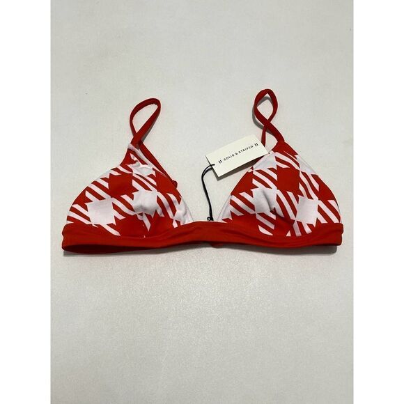 Solid & Striped The Morgan  Scoop Neck Bikini Top In Lipstick‎ Red Gingham XL - Picture 11 of 11